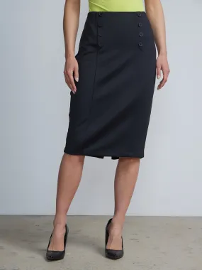 Button-Front Scuba Pencil Skirt