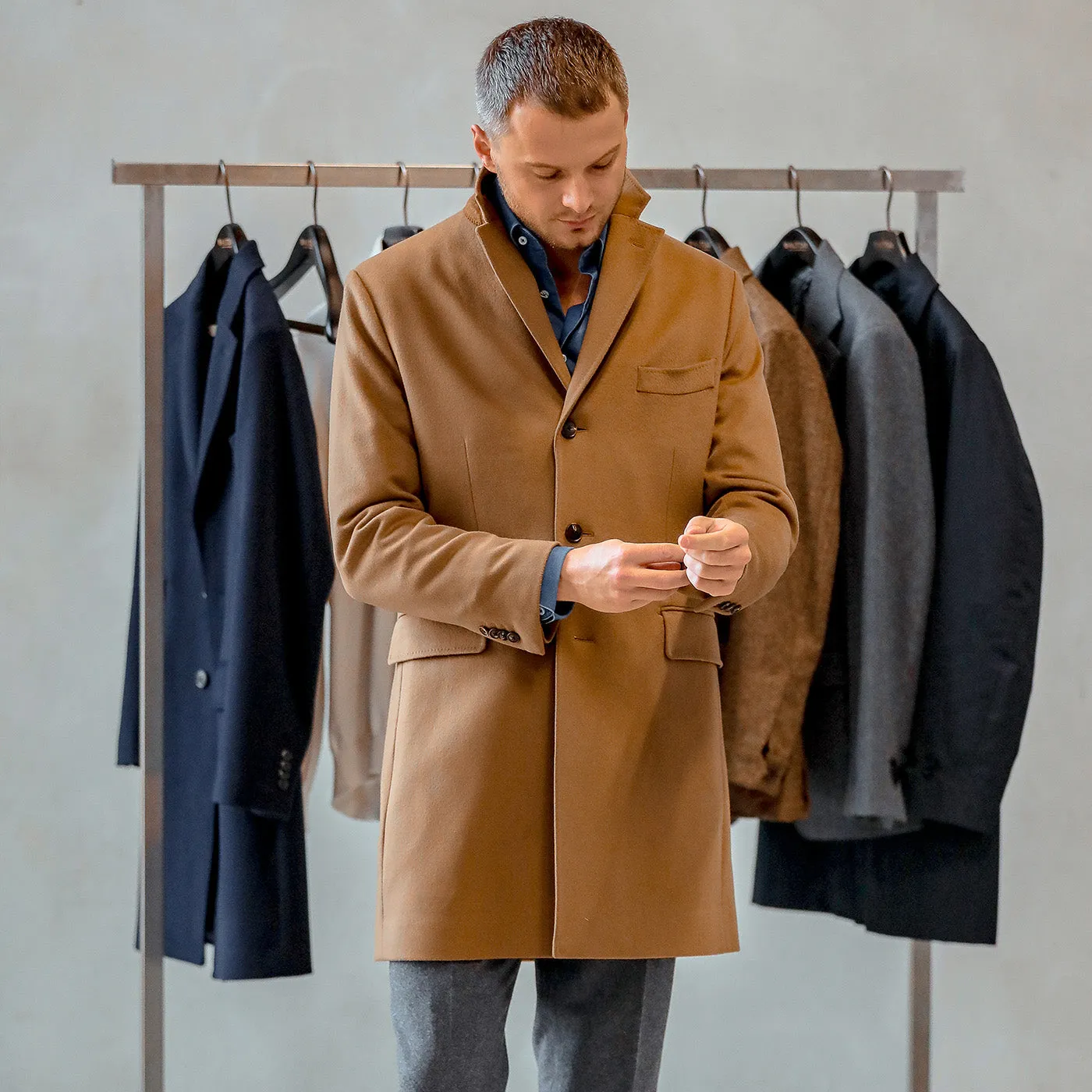 Camel Beige Loro Piana Wool Tailored Coat