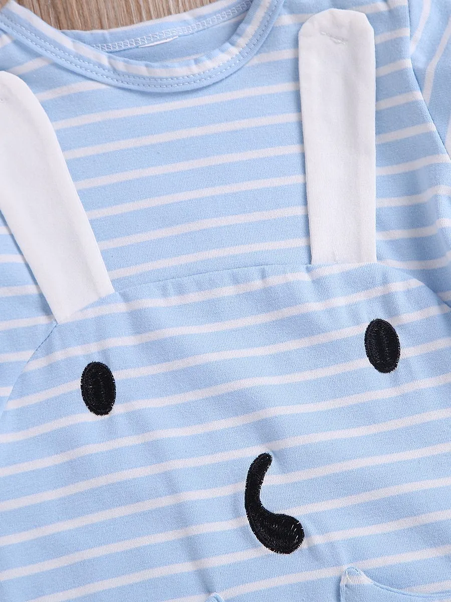 Cartoon Playsuit Animal Striped Short-sleeved Overalls