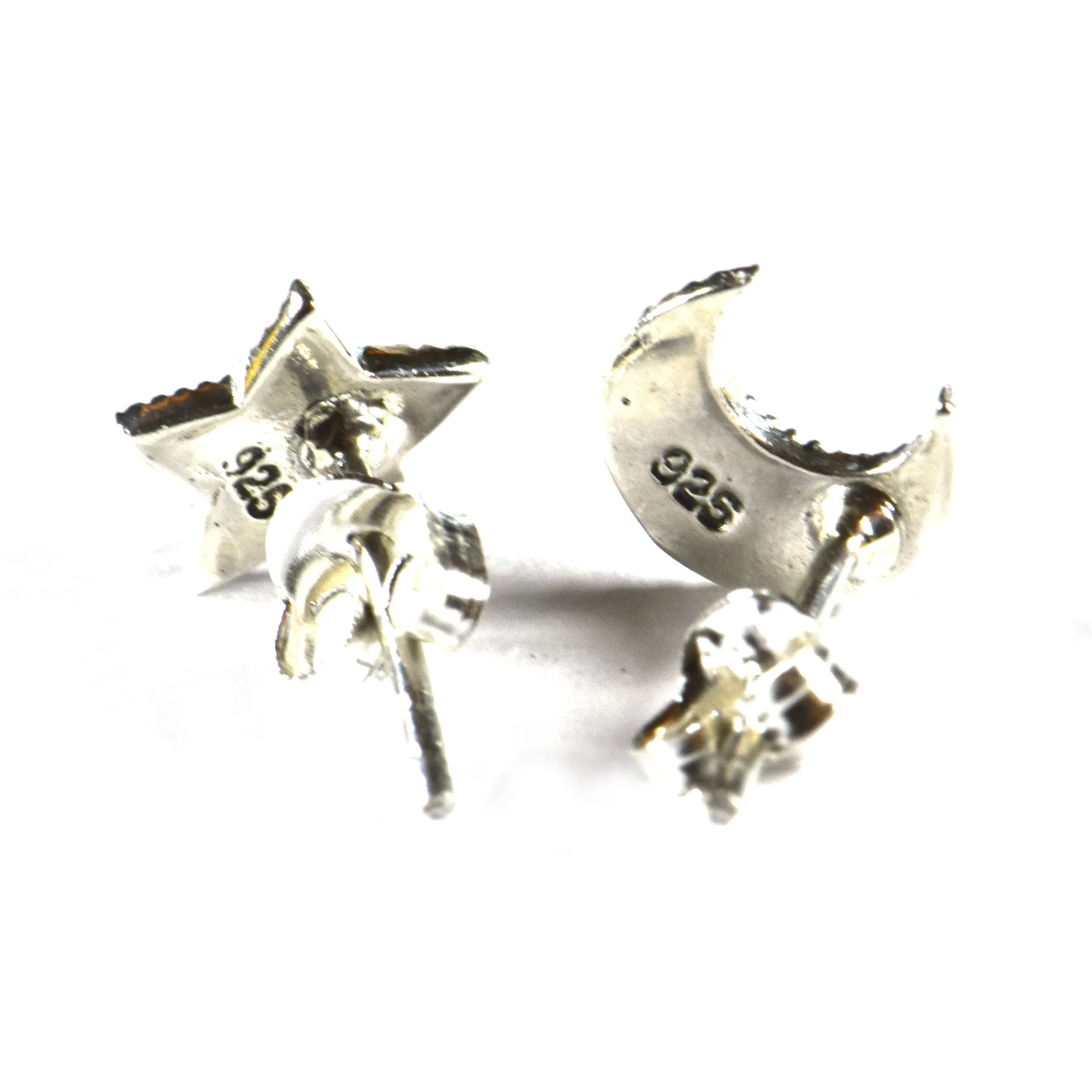 Cat silver studs earring with marcasite