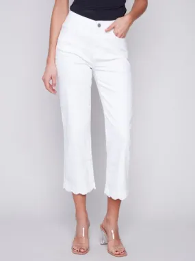 Charlie B Straight Leg Twill Jeans with Scallop Hem