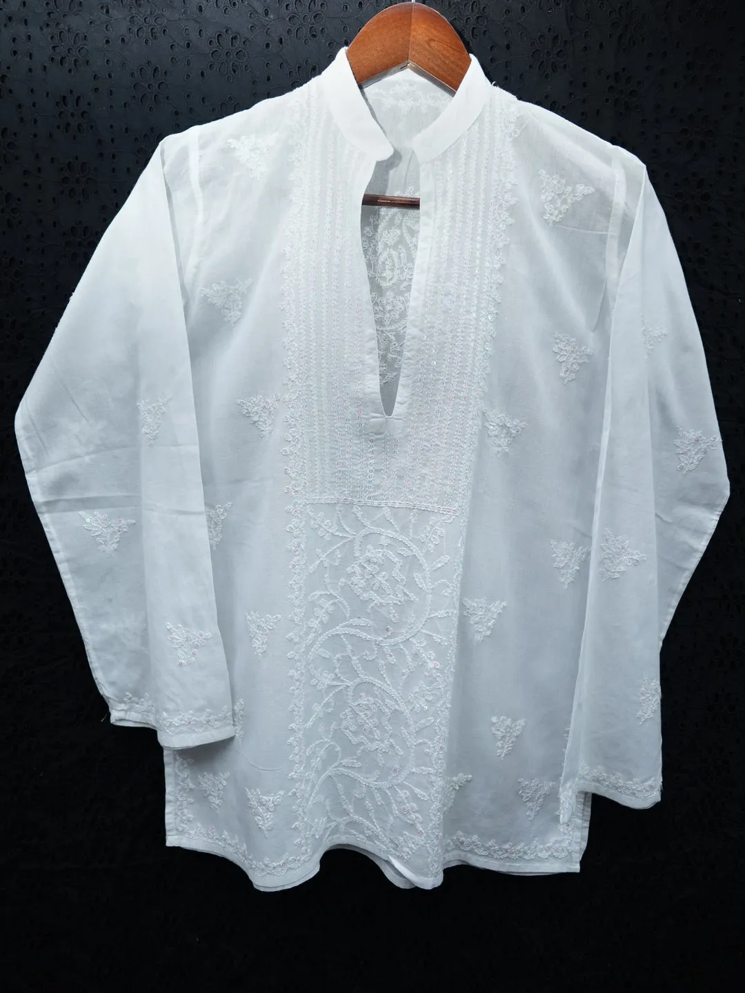 Chikankari Women Hand Embroidered Cotton Tunic PC3974