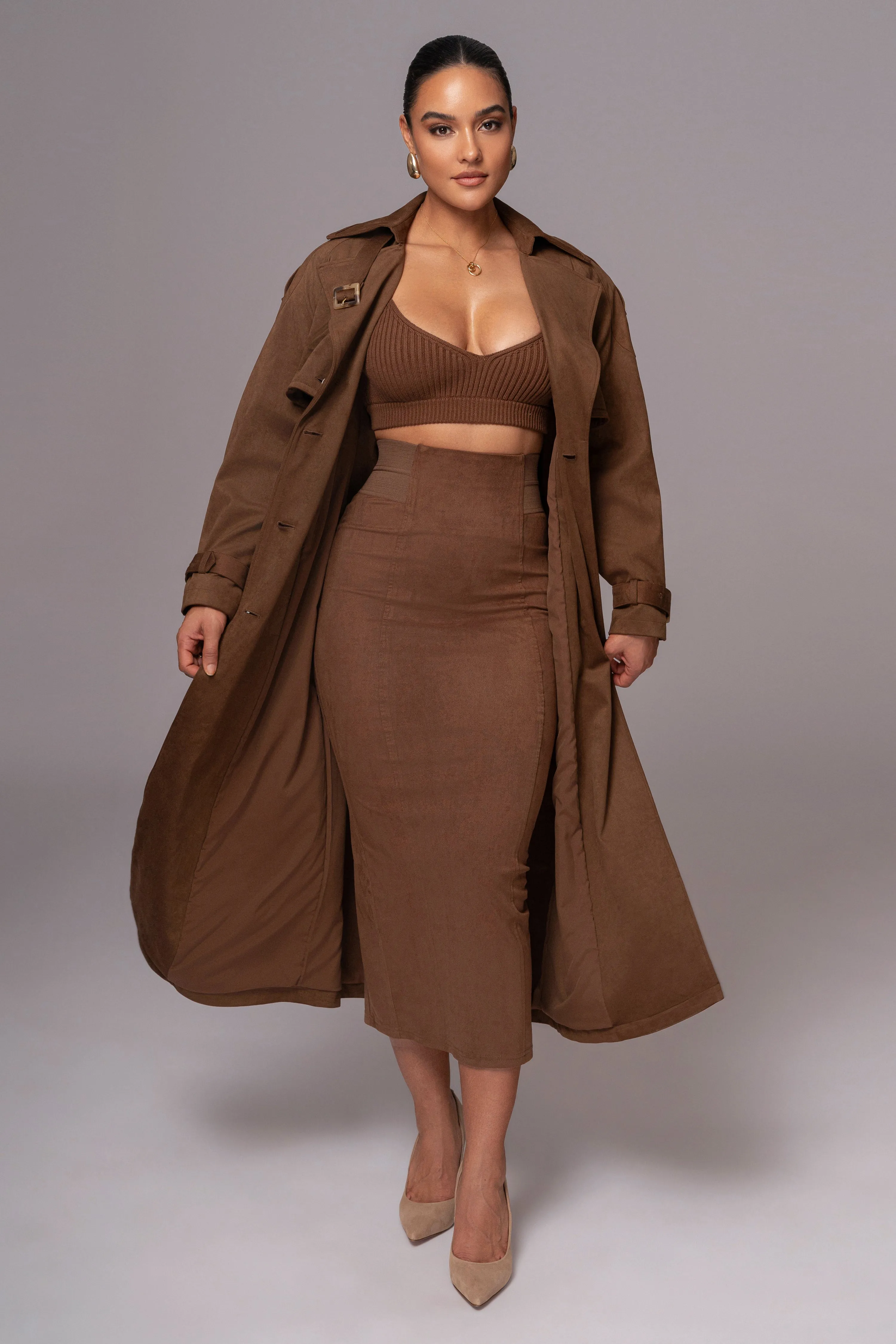 Chocolate Phoenix Suede Skirt