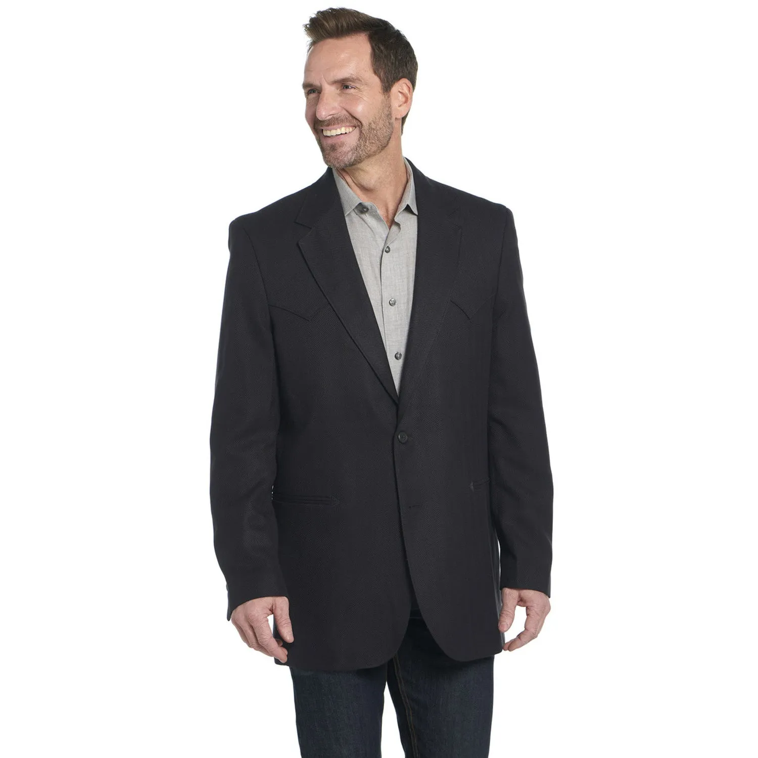 Circle S Mens Carson City Black Poly/Rayon Two-Button Sport Coat