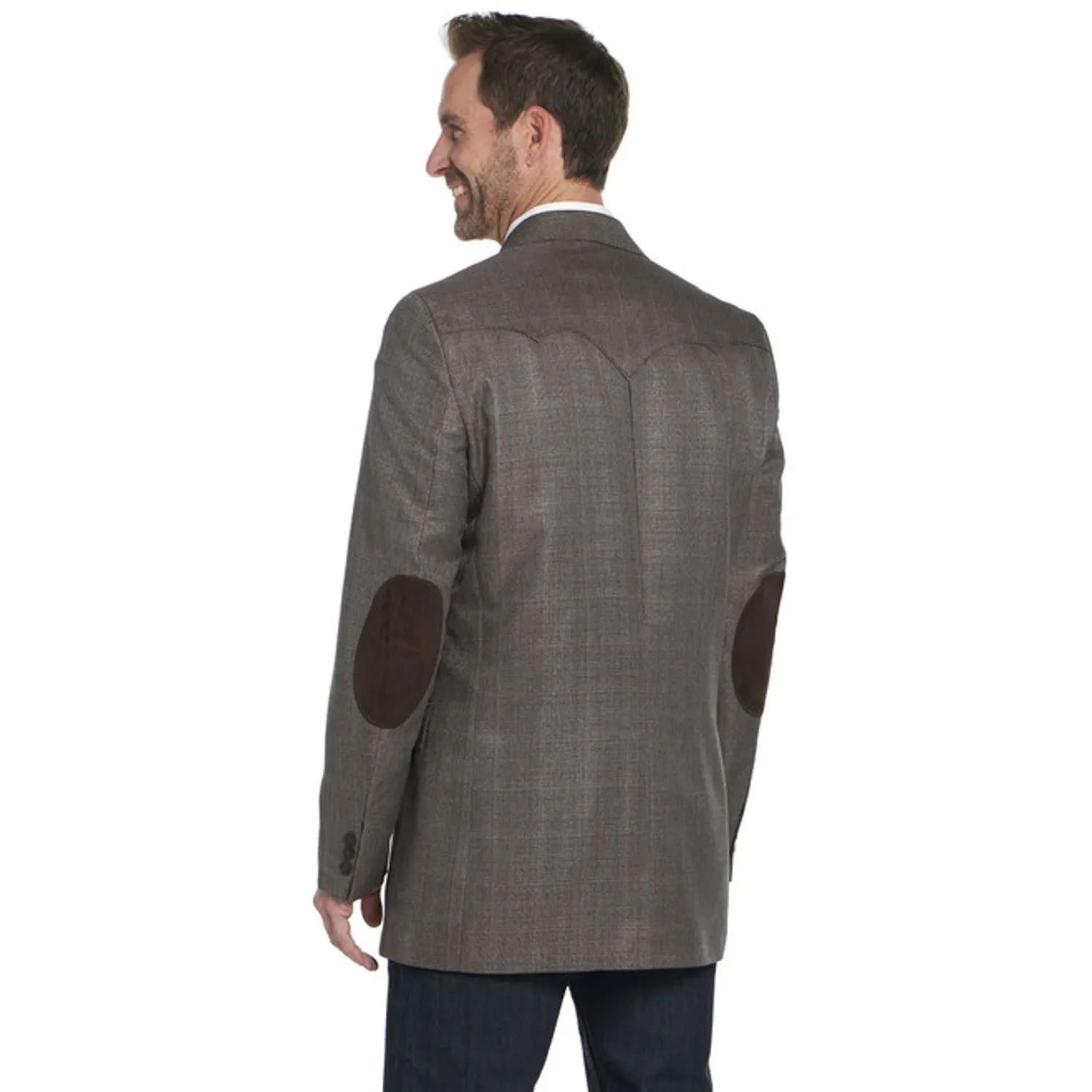 Circle S Mens Fort Worth Elbow Patch Brown Mix Poly/Rayon Two-Button Sport Coat