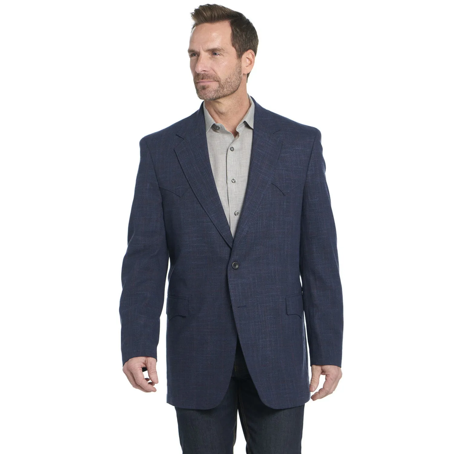 Circle S Mens Lubbock Heather Navy Poly/Rayon Two-Button Sport Coat