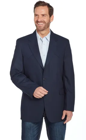 Circle S Mens Navy Polyester Plano Western Sport Coat