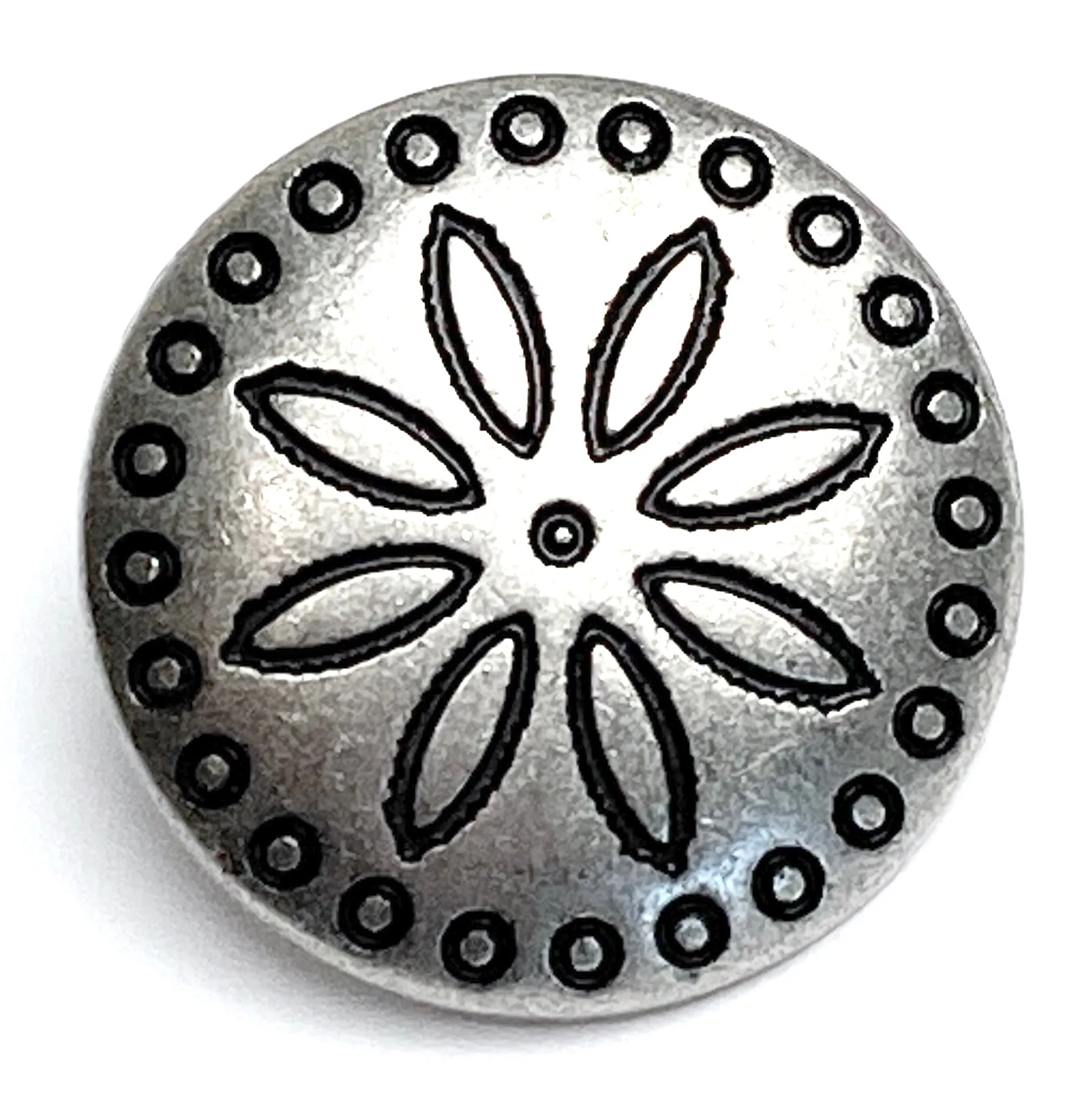 Circles Around Flower Nickel Silver Concho Button, 18mm /  11/16"  #SWC-121