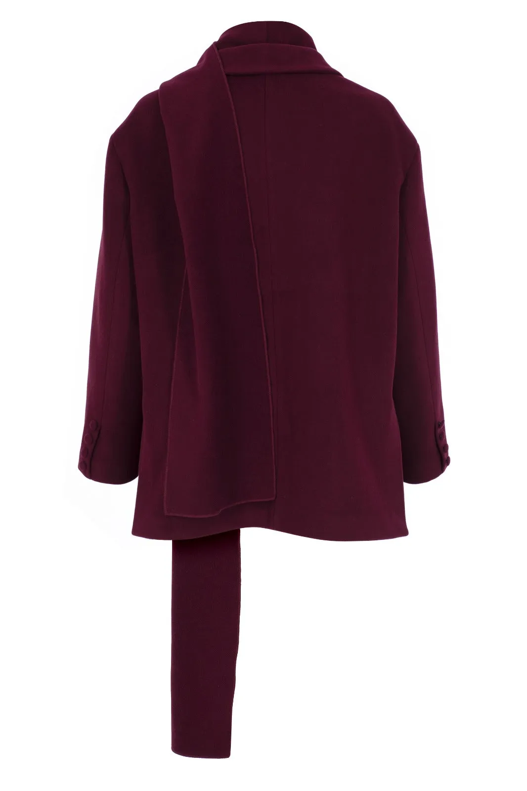 CLARET RED CACHET SCARF DETAILED BLAZER JACKET