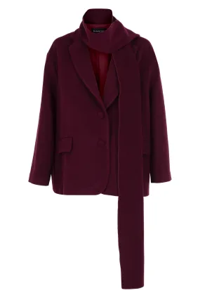 CLARET RED CACHET SCARF DETAILED BLAZER JACKET