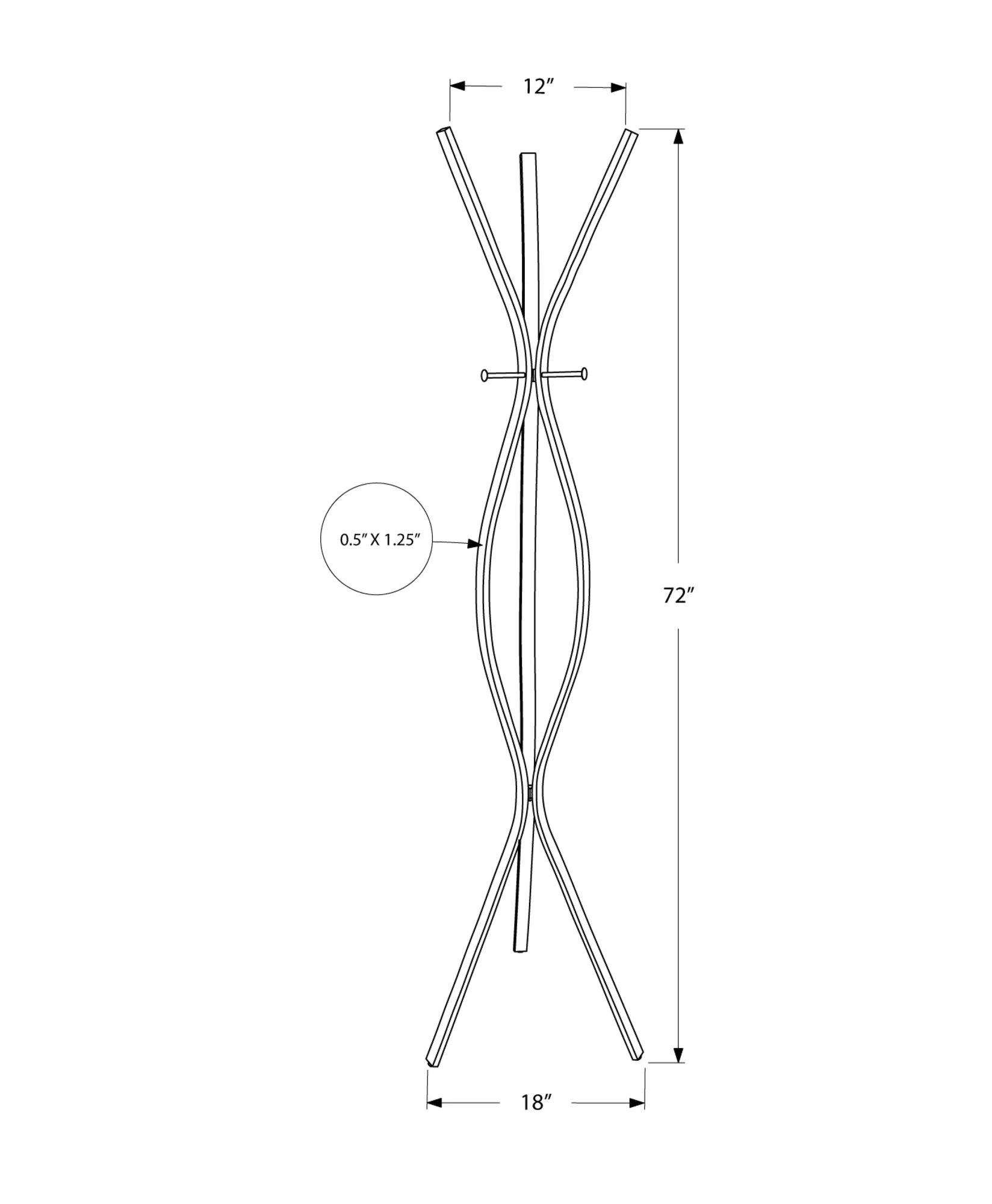 Coat Rack - 72"H / Silver Metal Contemporary Style