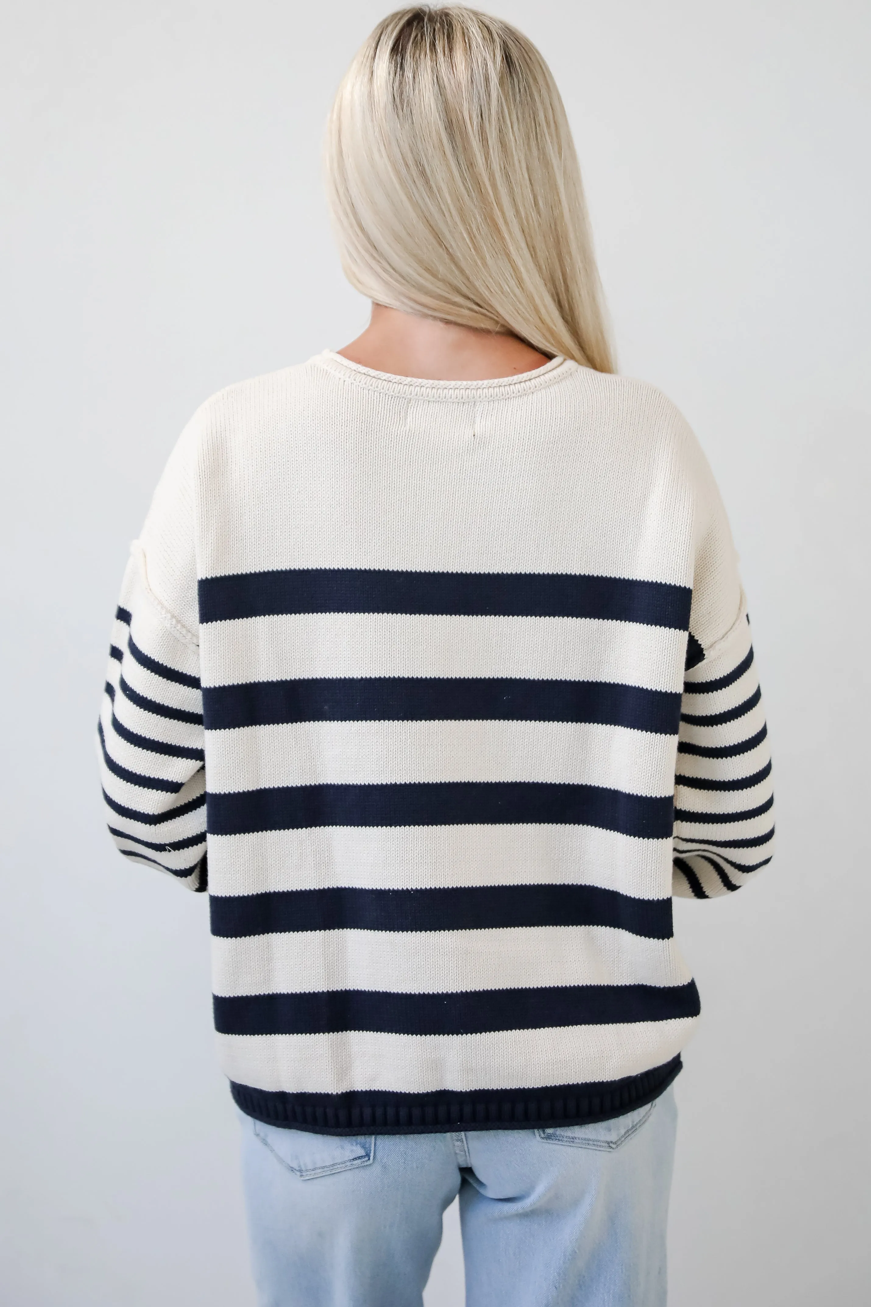 Comfy Darling Off White Striped Sweater