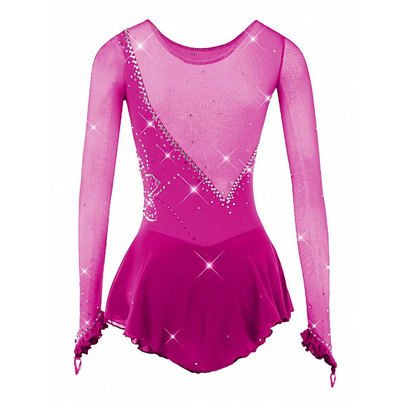 Competition Figure Skating Dress Ombre Full Sleeves Crystals BSU200214.5