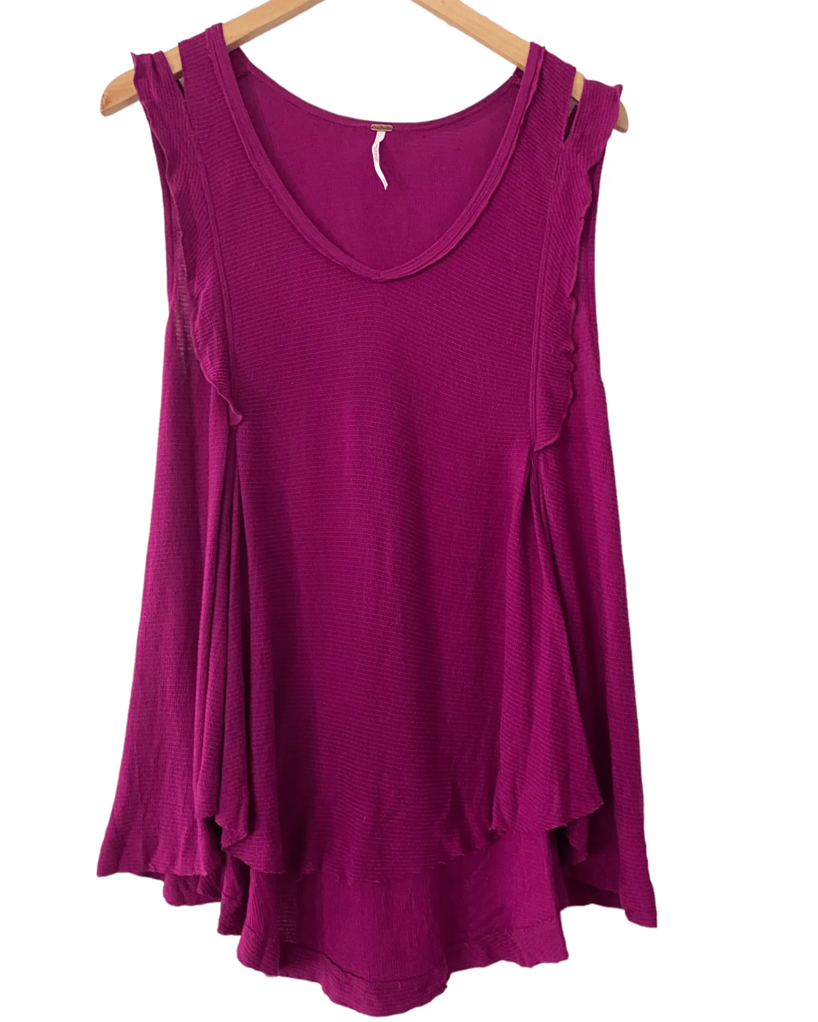 Cool Winter Magenta Sleeveless Ruffle Knit Top