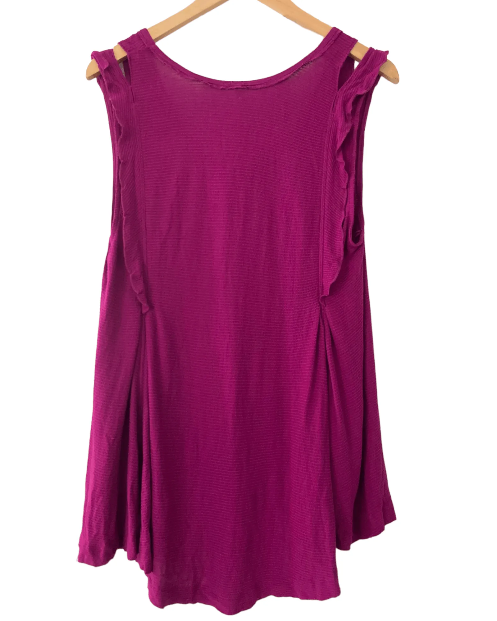 Cool Winter Magenta Sleeveless Ruffle Knit Top