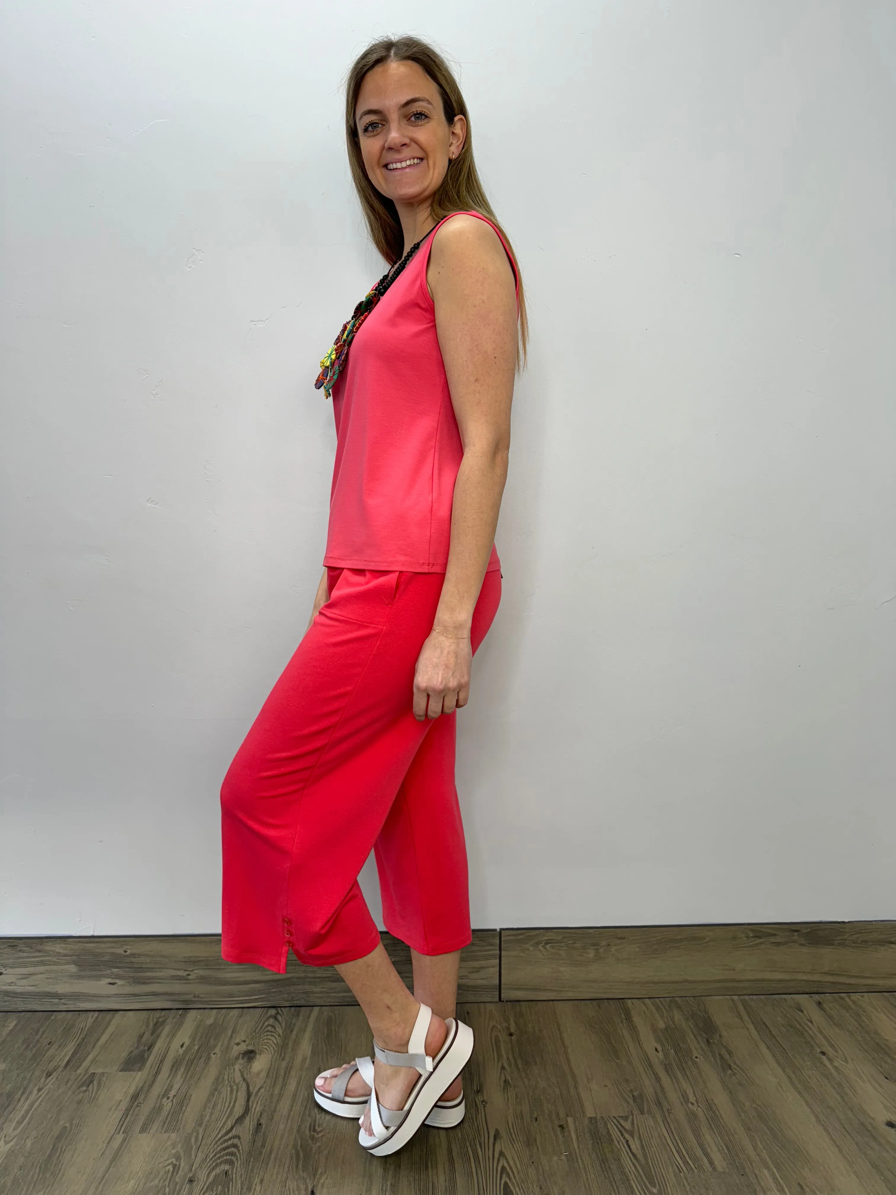 Coral Sleeveless Scoop Neck Bamboo Tunic