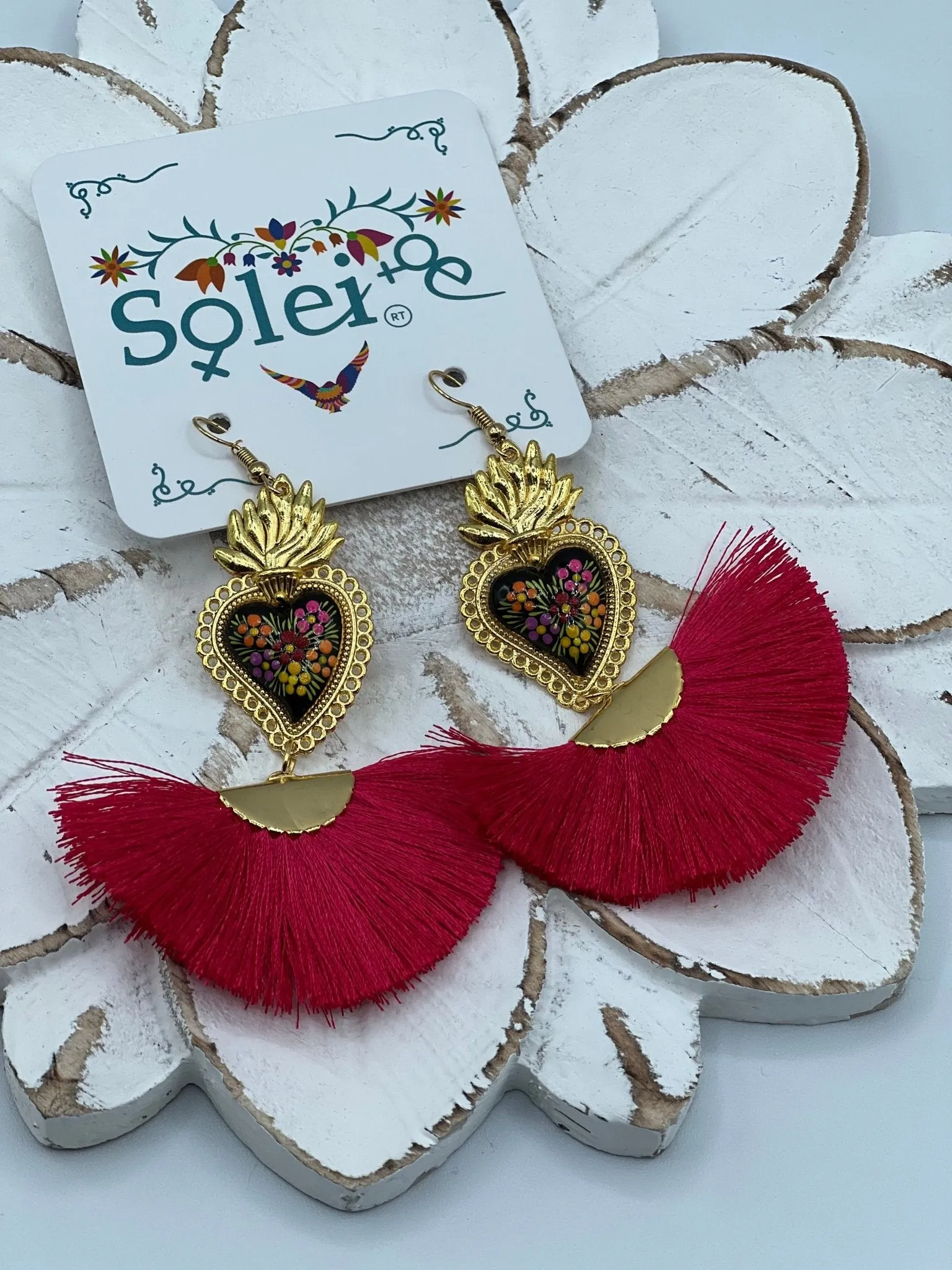 Corazon Sagrado Abanico Earrings