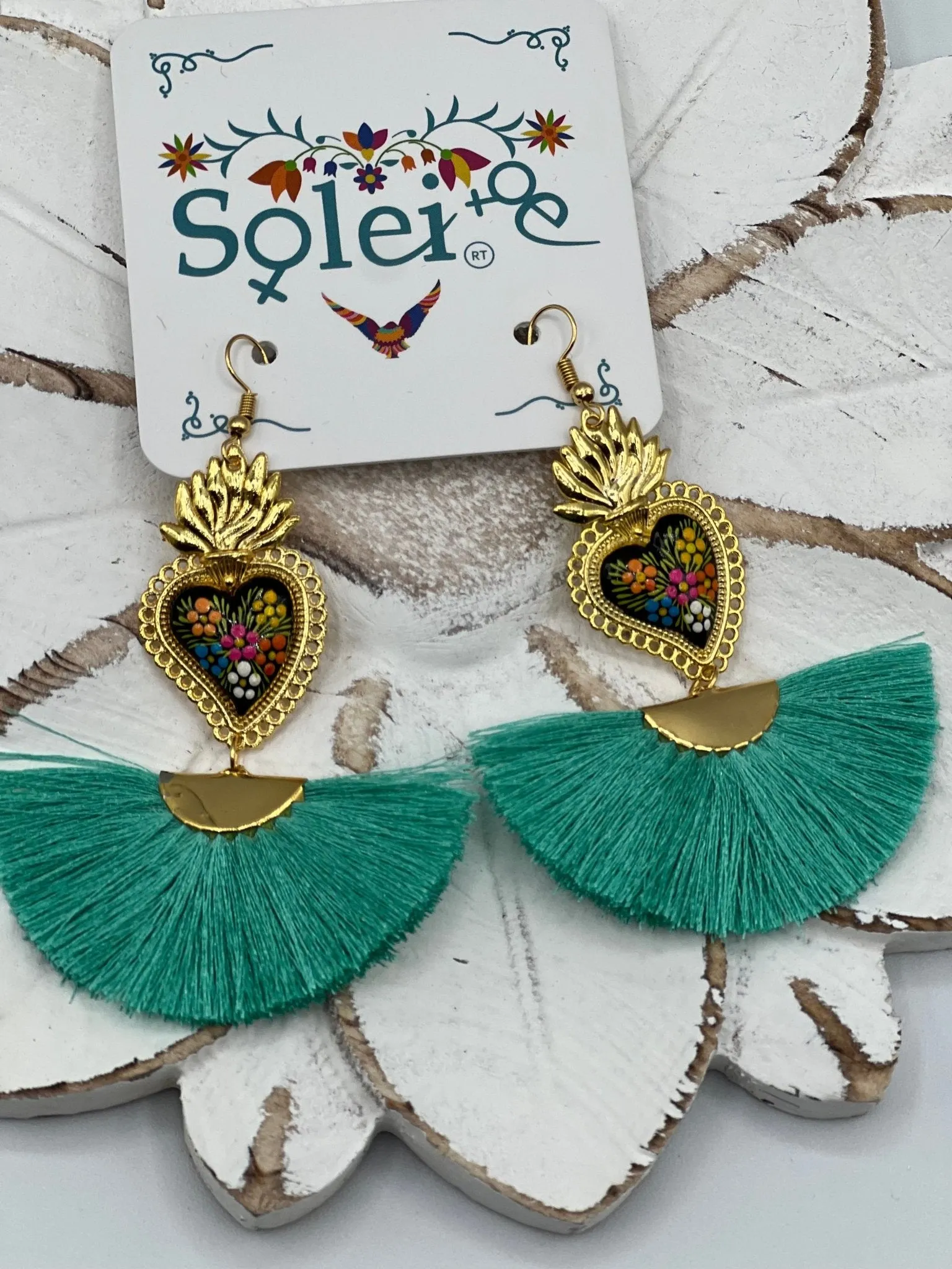 Corazon Sagrado Abanico Earrings