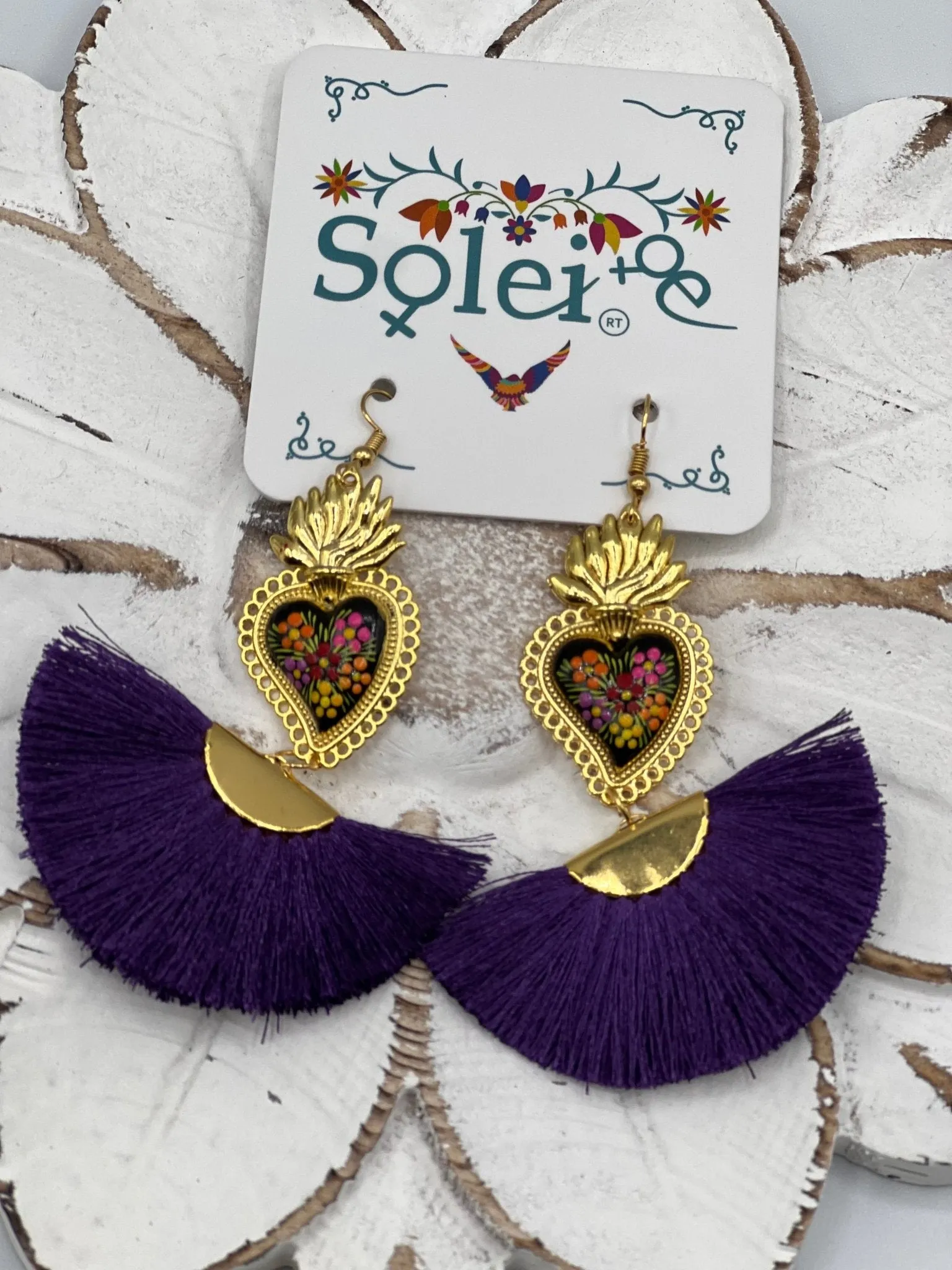 Corazon Sagrado Abanico Earrings