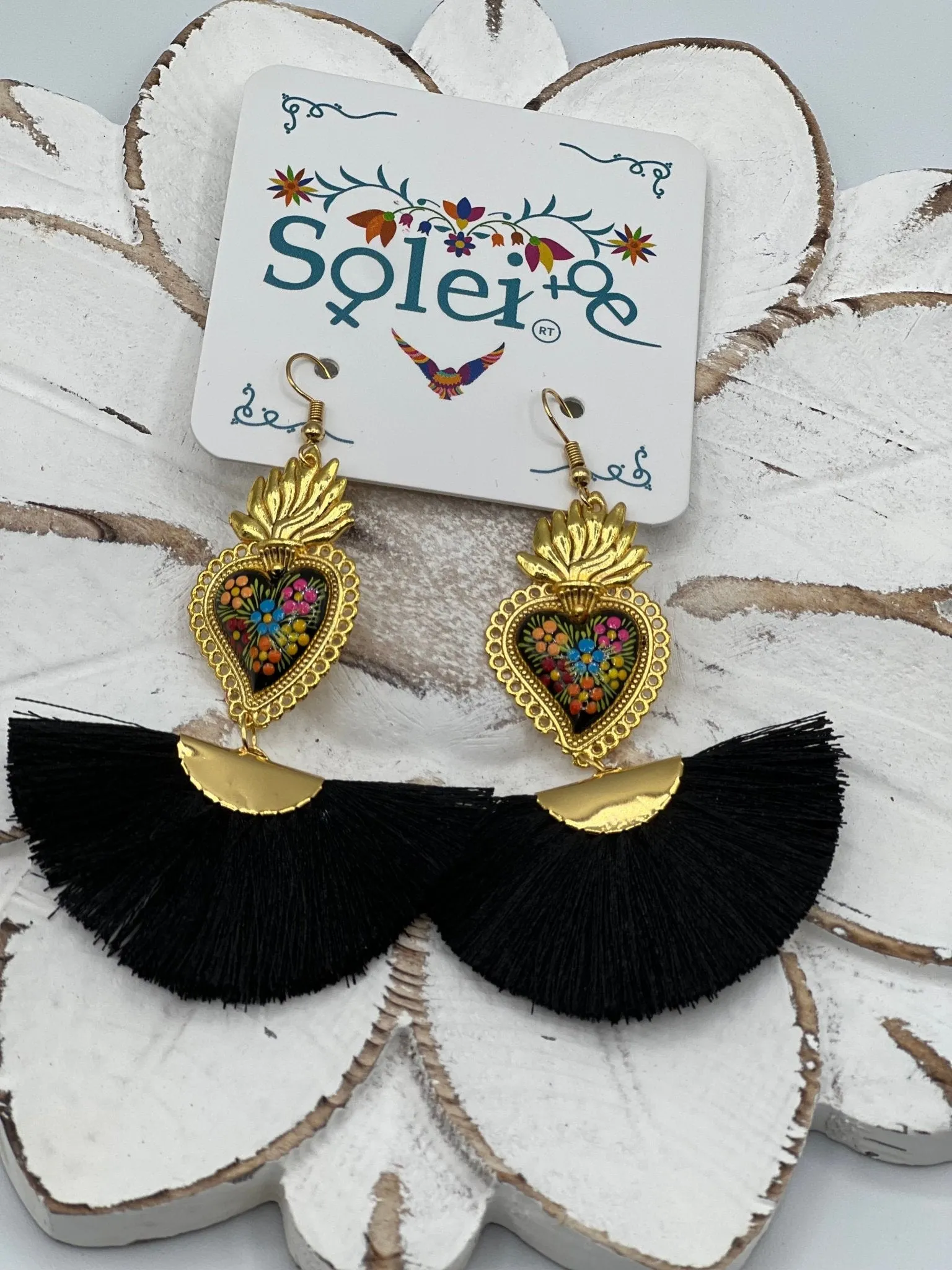 Corazon Sagrado Abanico Earrings