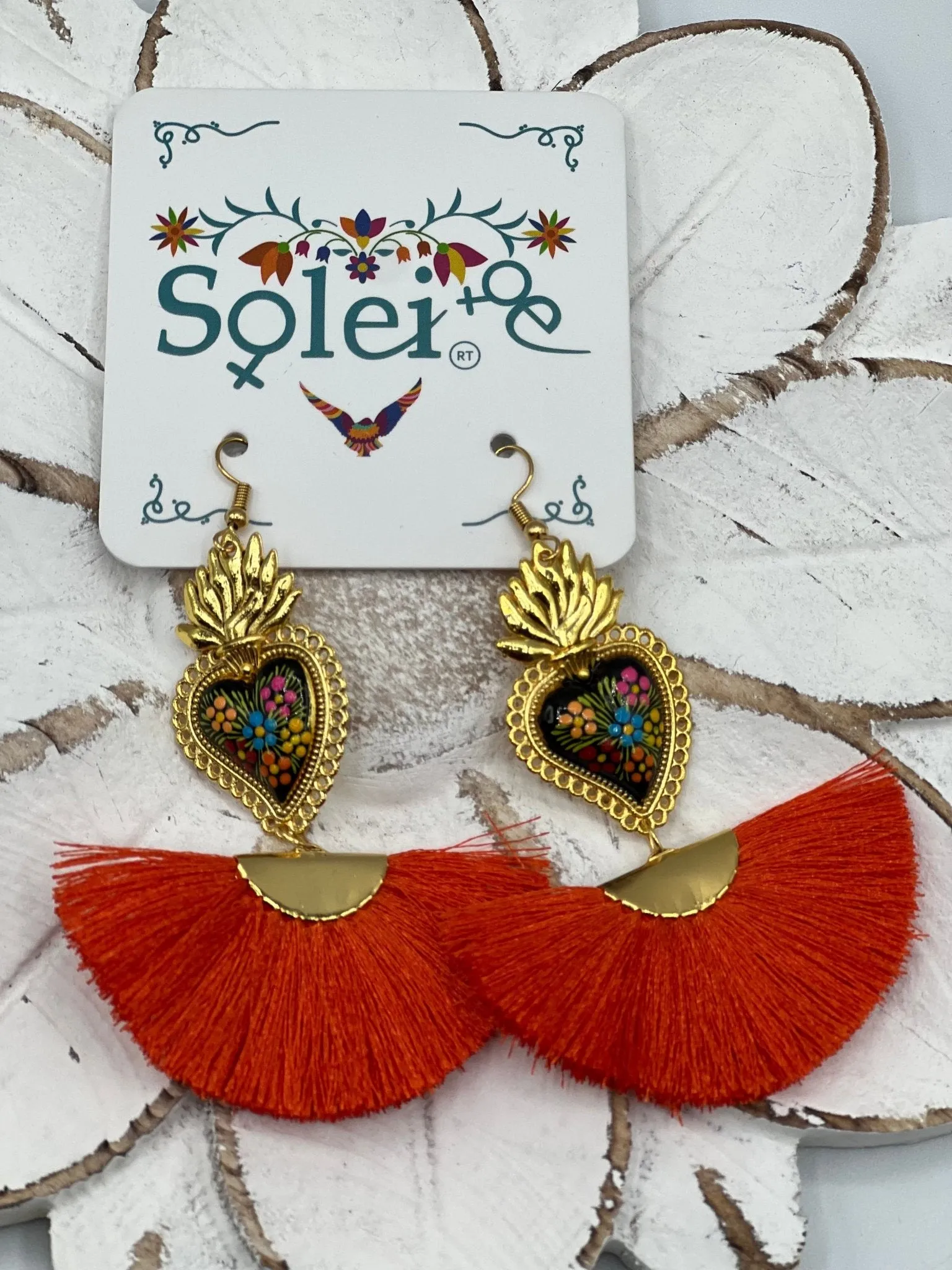 Corazon Sagrado Abanico Earrings