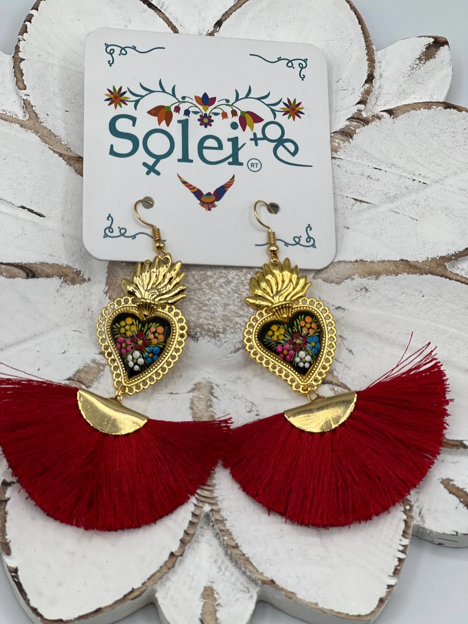 Corazon Sagrado Abanico Earrings