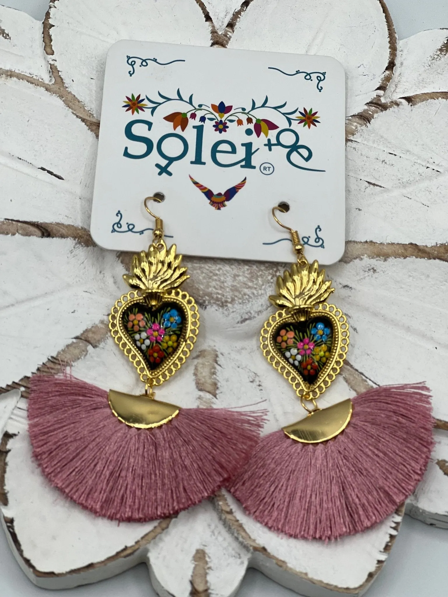 Corazon Sagrado Abanico Earrings