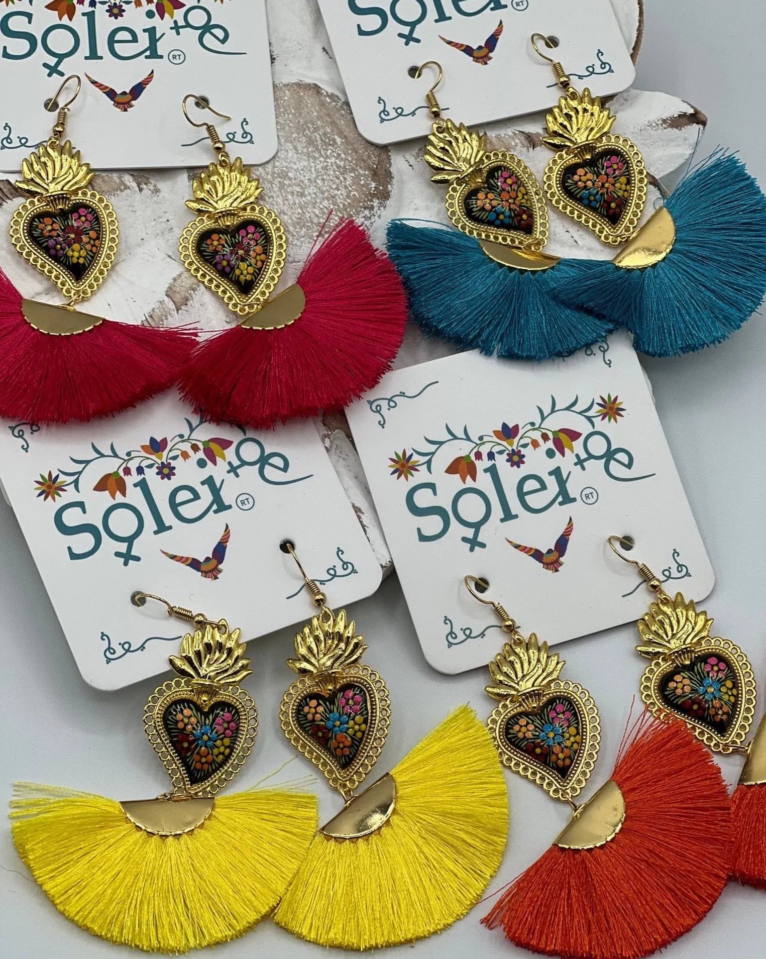 Corazon Sagrado Abanico Earrings