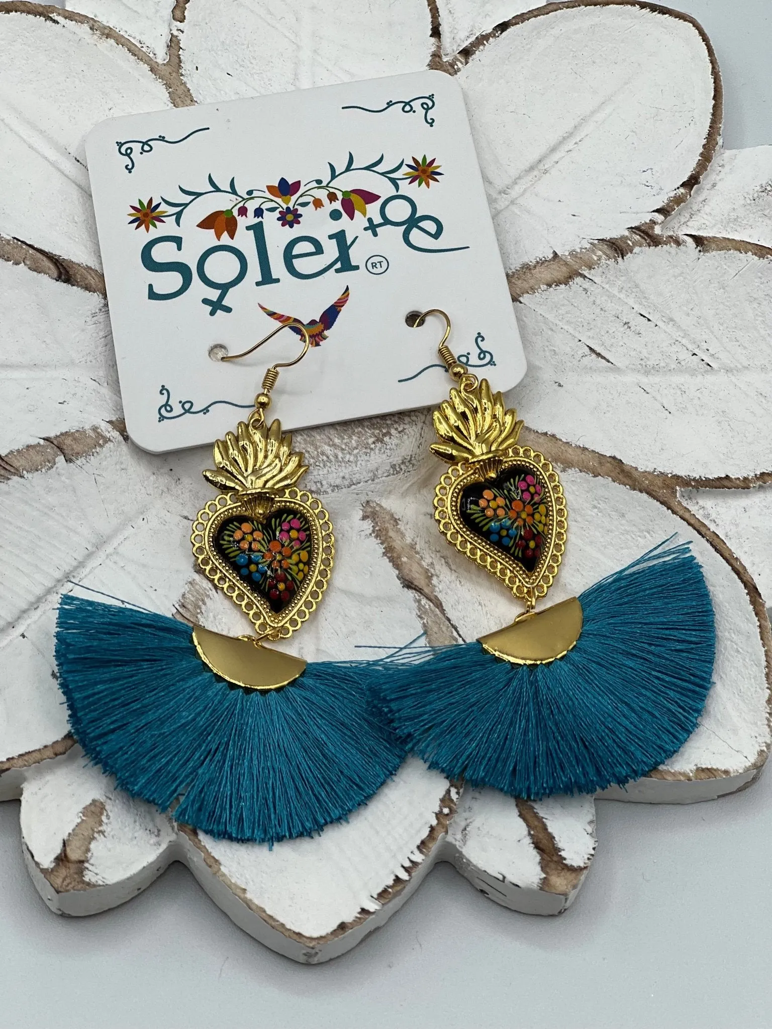 Corazon Sagrado Abanico Earrings