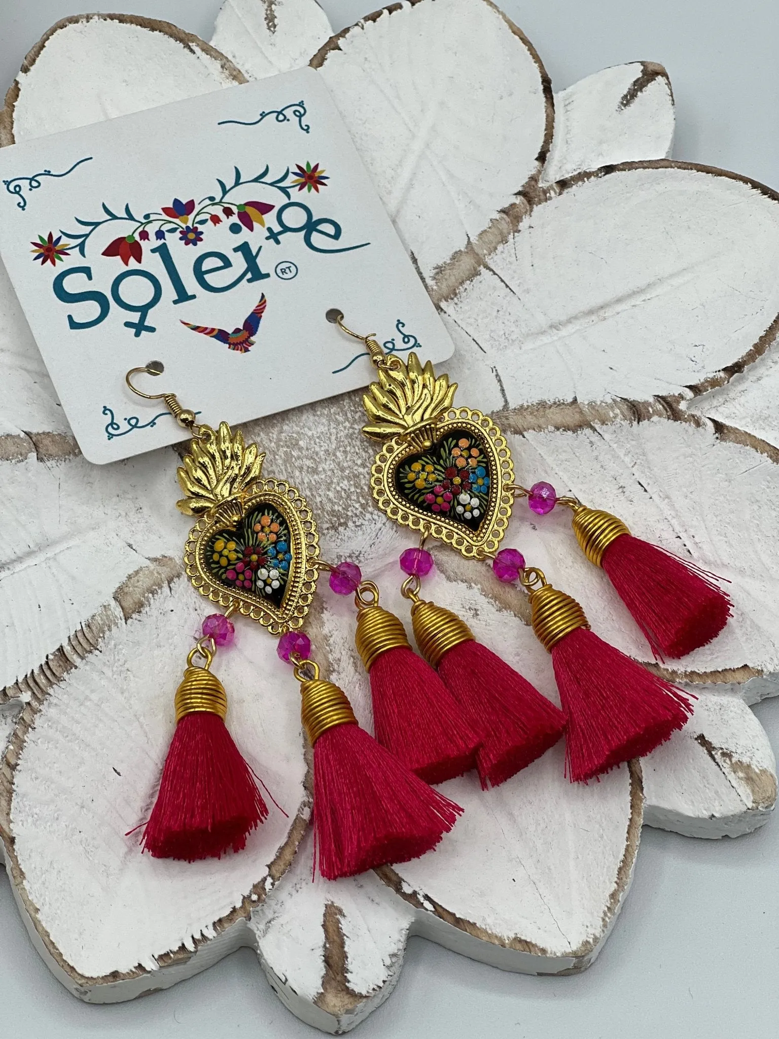 Corazon Sagrado Borlas Earrings