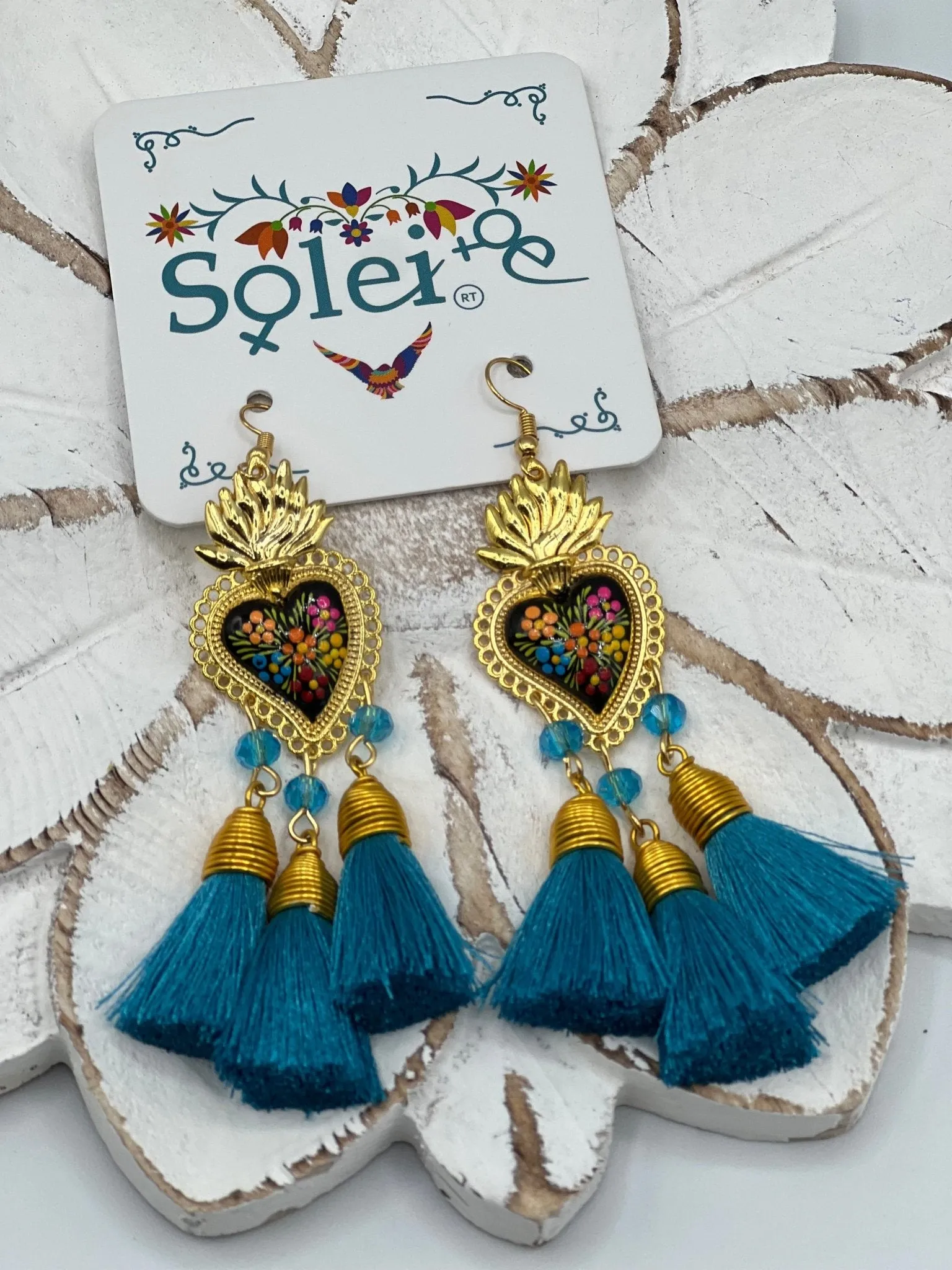 Corazon Sagrado Borlas Earrings