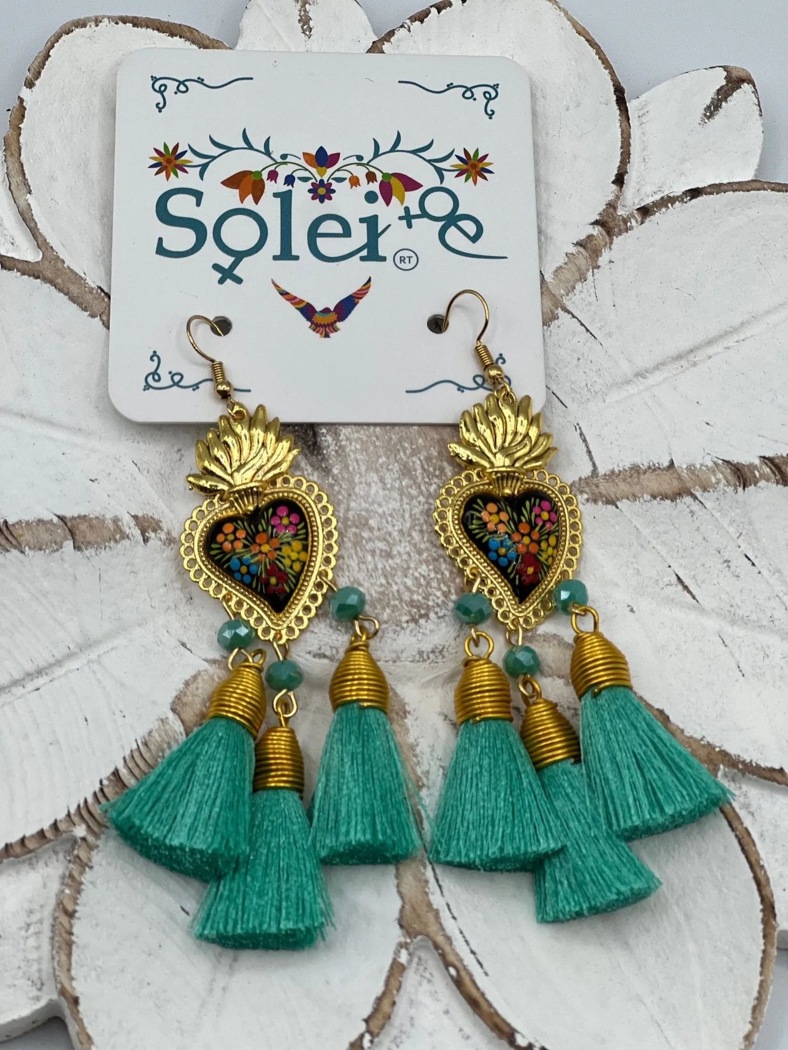 Corazon Sagrado Borlas Earrings