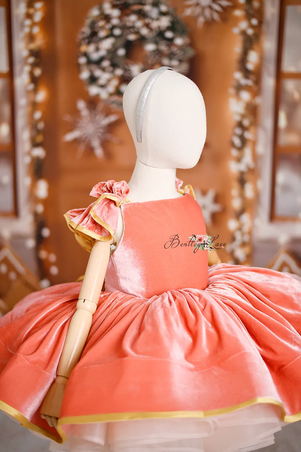 Couture gown rental: "Kimberly" - Velvet Petal Length Dress ( 5 Year - Petite 7 Year)