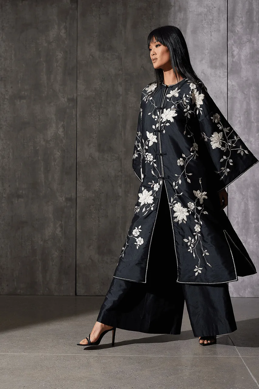 Couture Silk Dupioni Embroidered Padded Coat