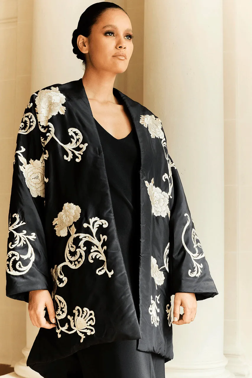 Couture Silk Taffeta Embroidered Coat