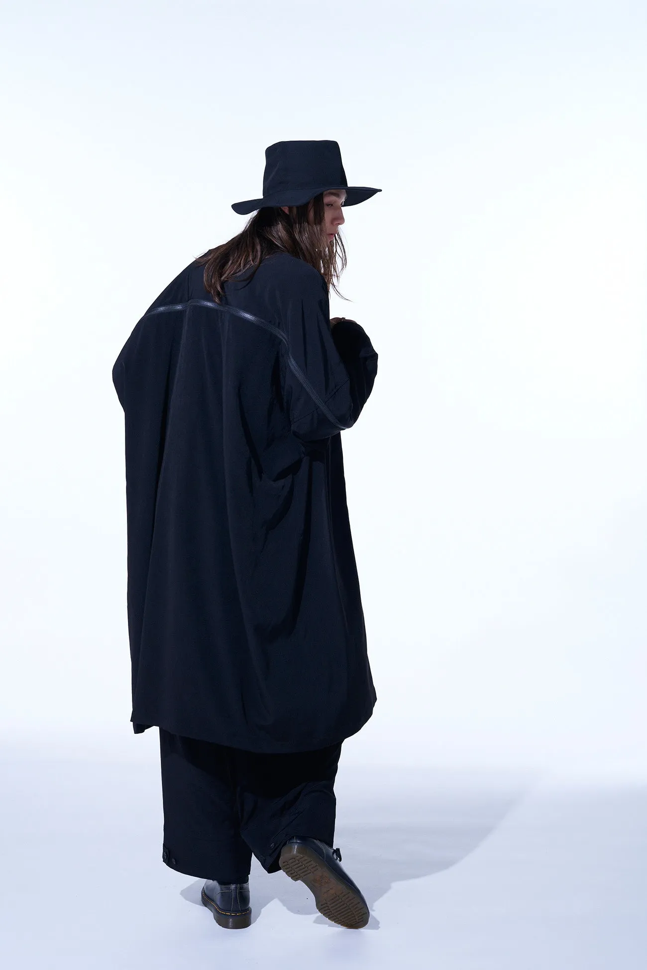 CREPE DE CHINE BACK YOKE ZIP COAT