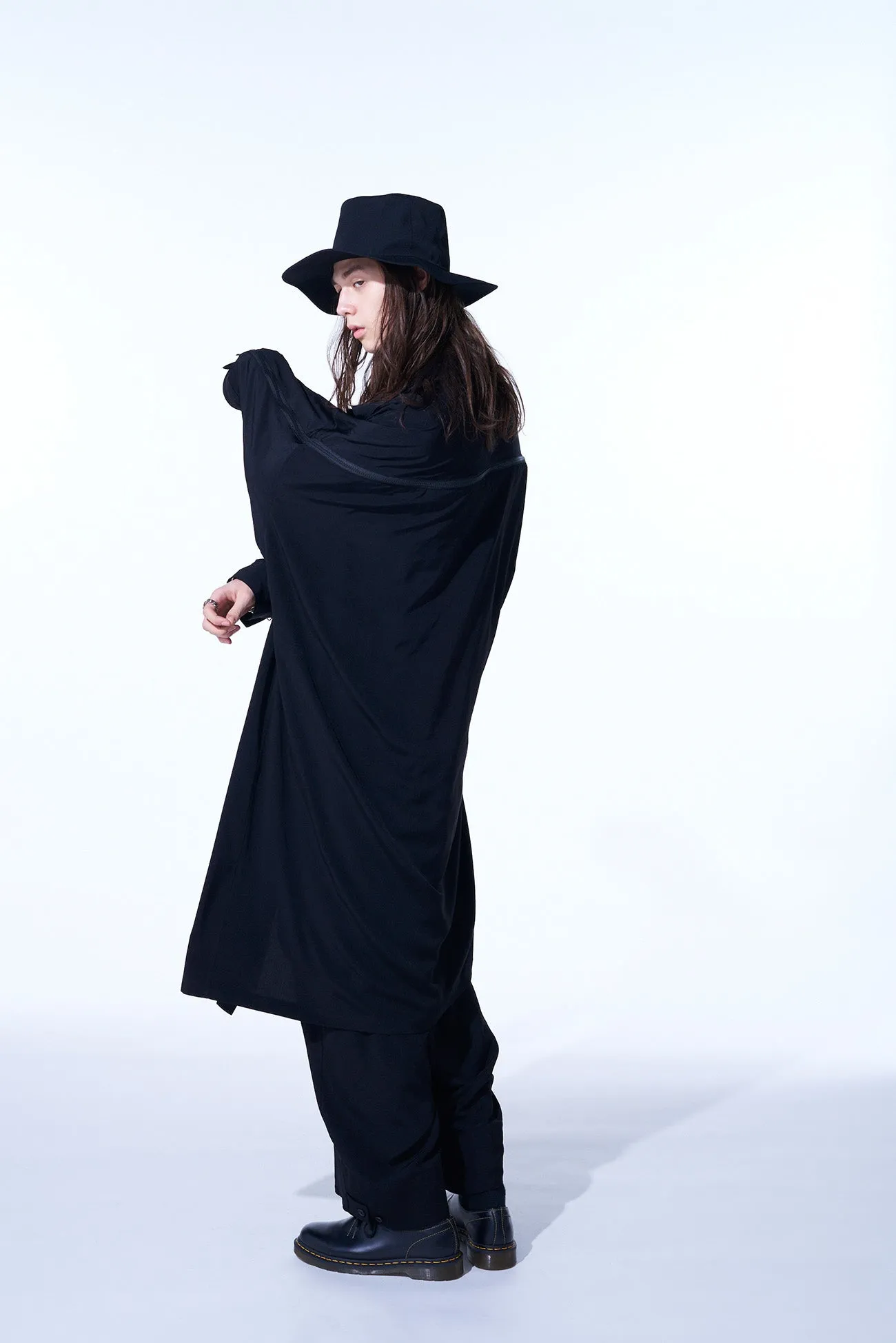 CREPE DE CHINE BACK YOKE ZIP COAT