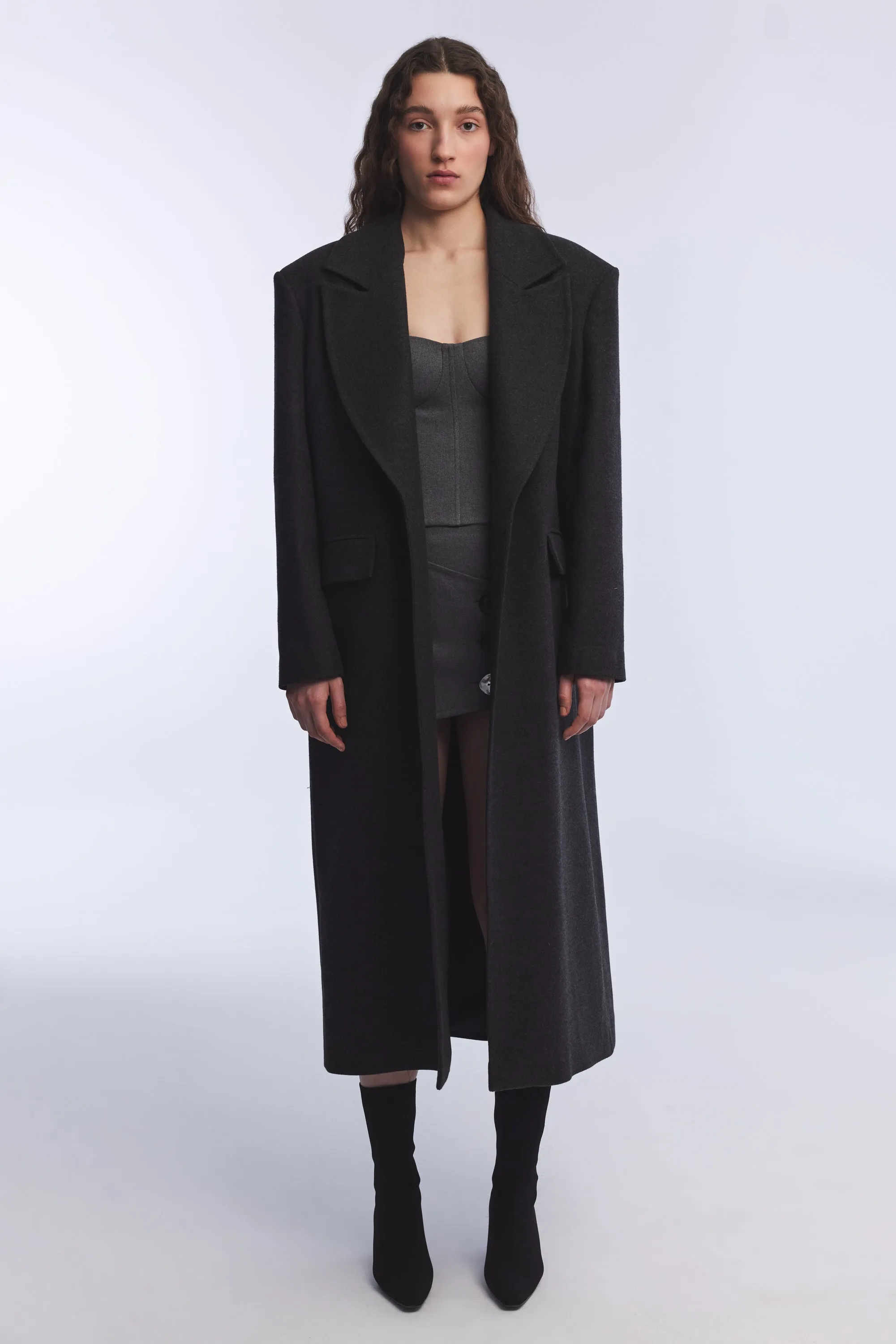 DARK GREY CACHET LONG COAT