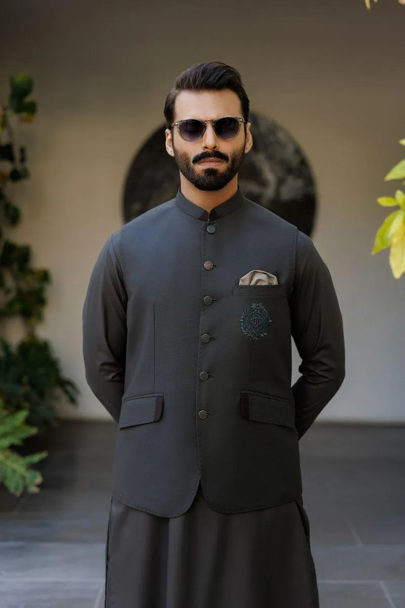 Deepak Perwani - jkt1421 & kas909 - Dark Grey - 3 Piece