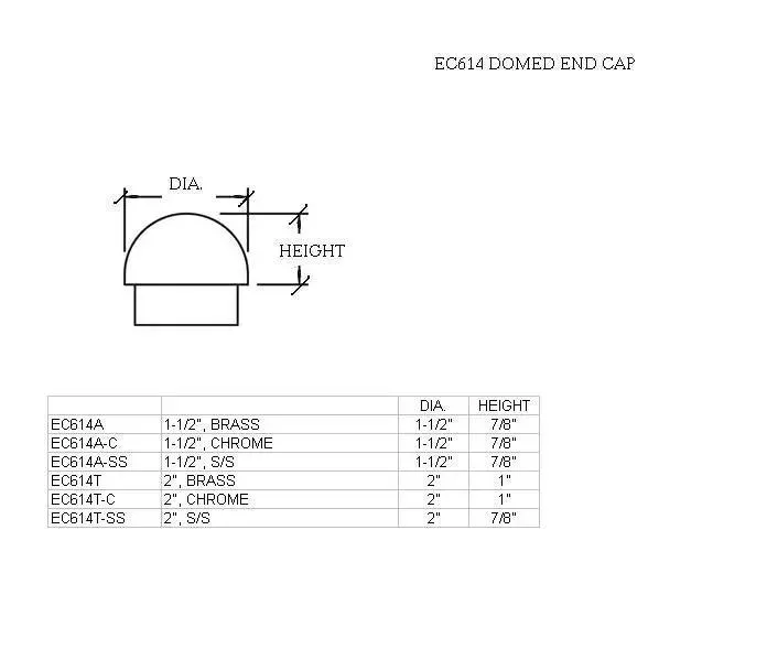 Domed End Cap for 2" Tubing