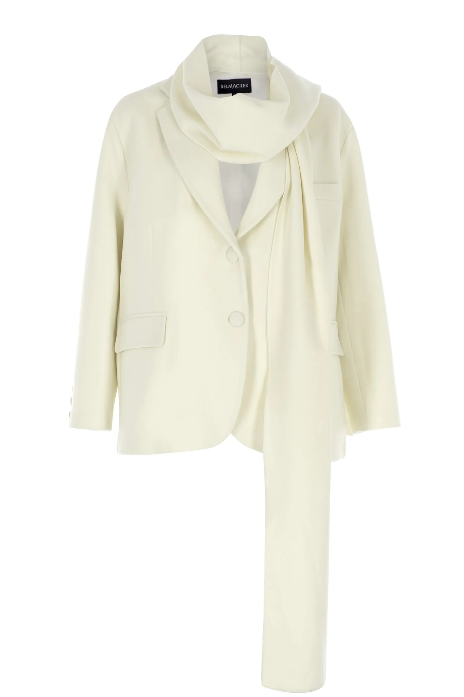 ECRU CACHET SCARF DETAILED BLAZER JACKET