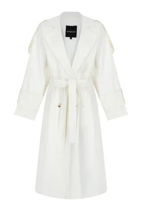 Ecru Canvas Belt Detailed Trenchcoat