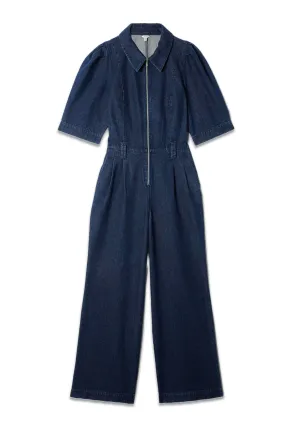 Elbow Sleeve Denim Jumpsuit