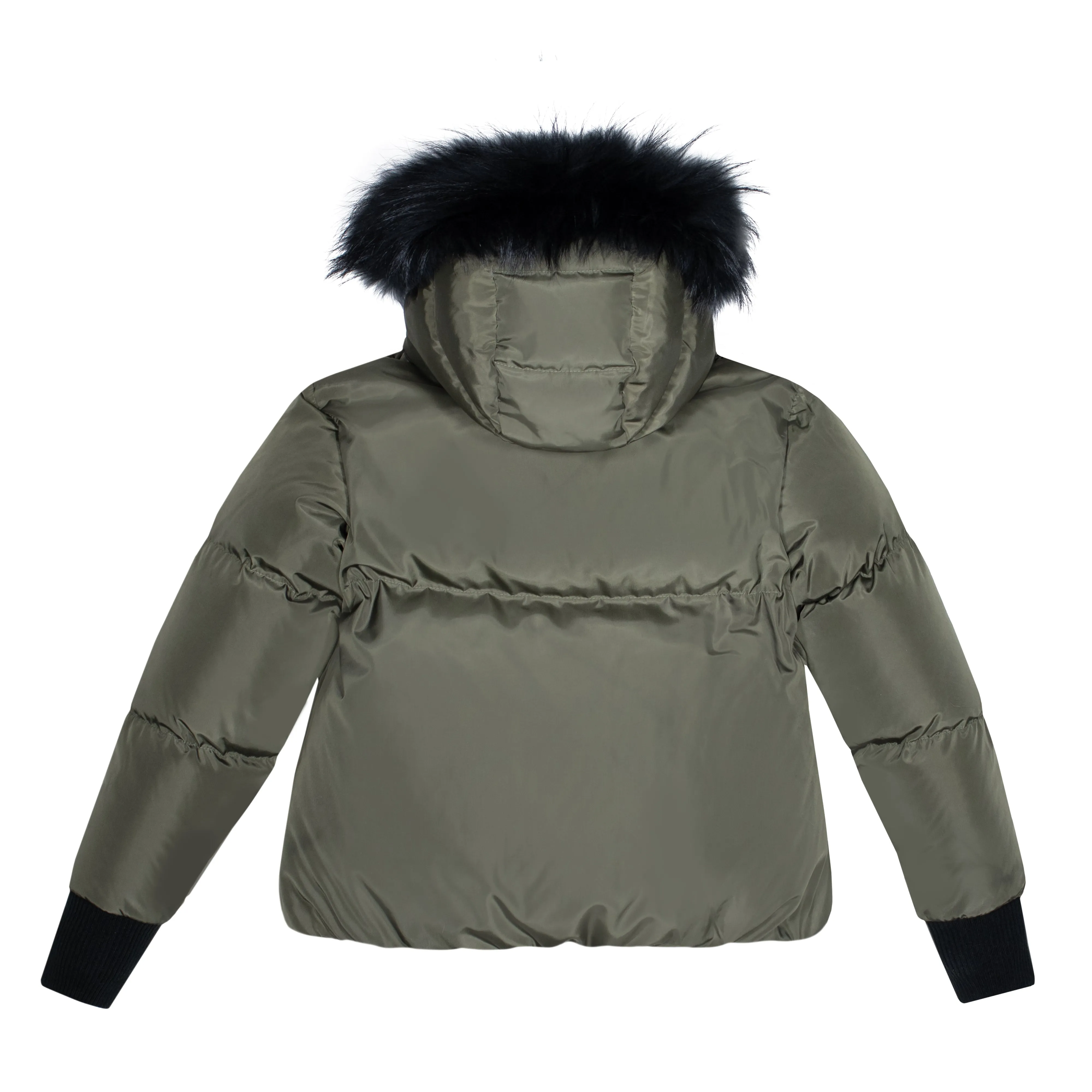 Ellabee Chira  Jacket Zipper Olive Black-Racoon Fur Coat