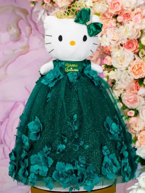 Emerald green with flowers Kitty for quinceanera