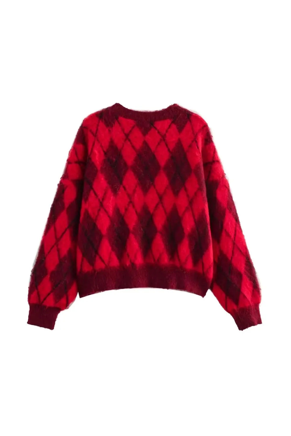 'Emily' Fuzzy Diamond Knit Pullover Sweater