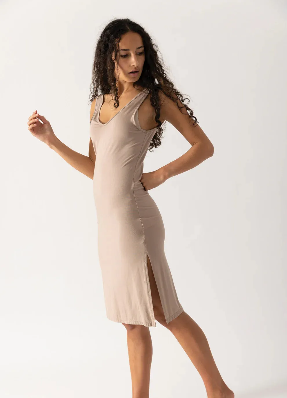 Essentials  Reversable Rayon Slip Full Length Nude