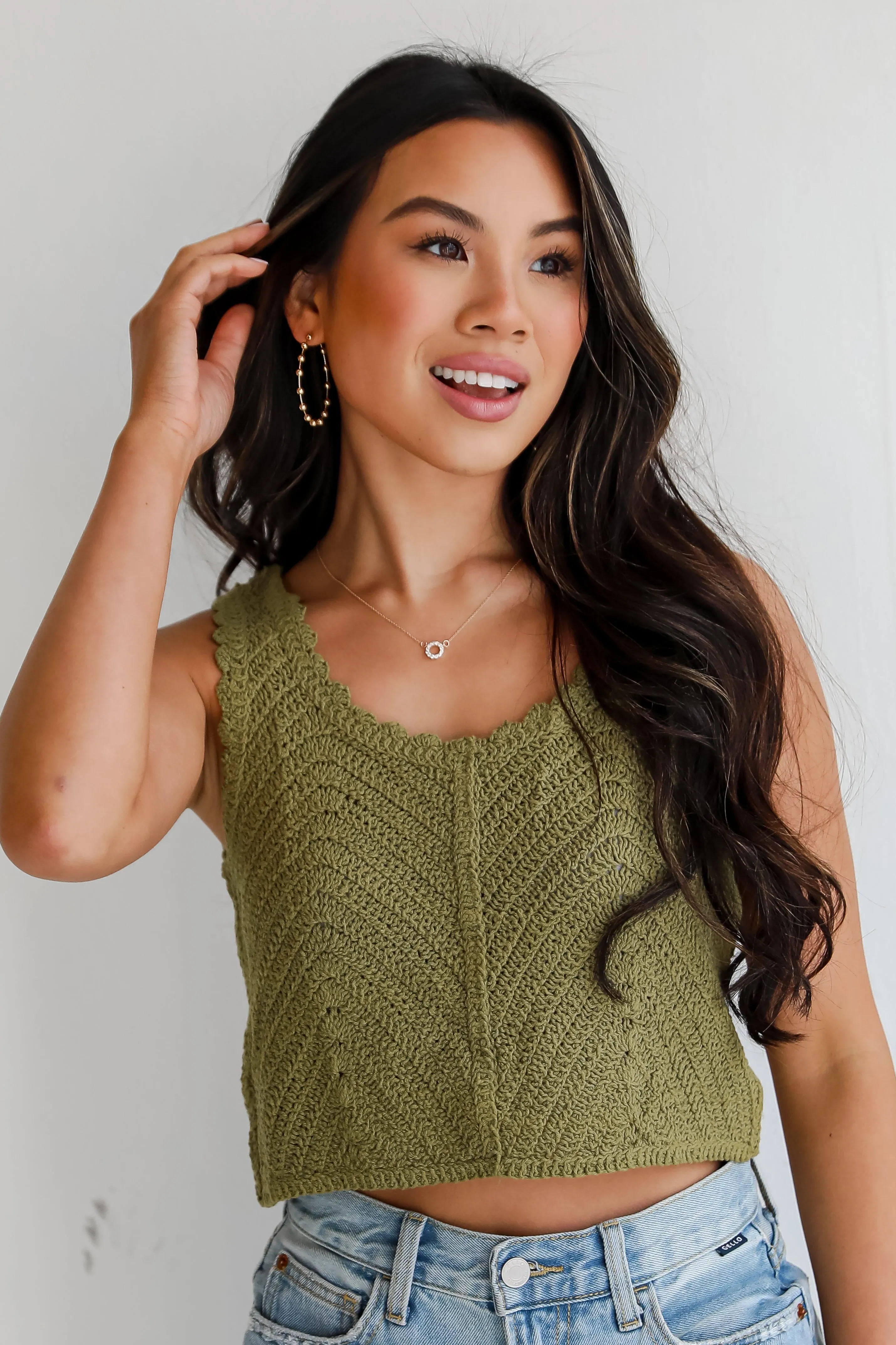 FINAL SALE - Sunny Radiance Crochet Knit Tank - DU DEAL