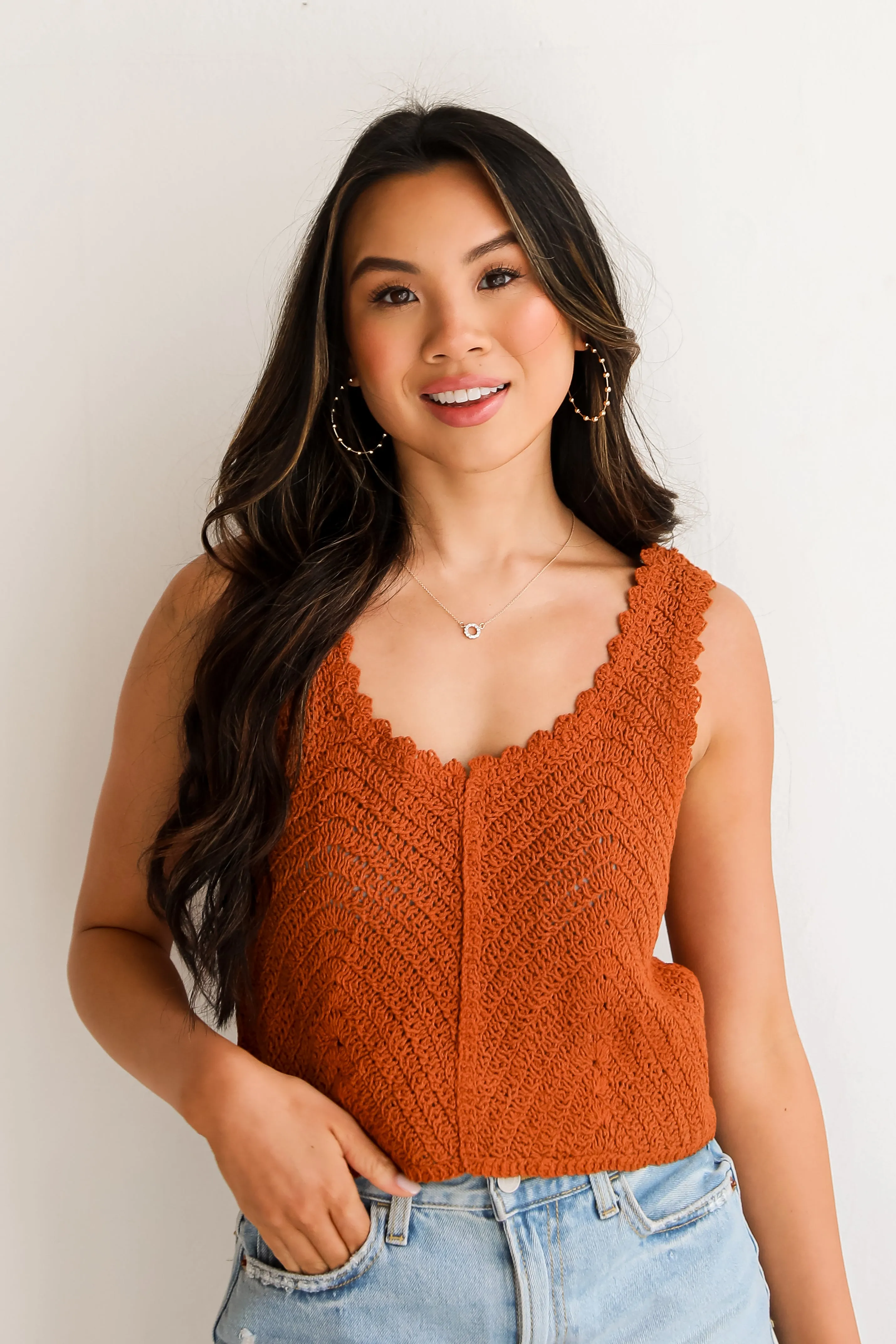 FINAL SALE - Sunny Radiance Crochet Knit Tank - DU DEAL