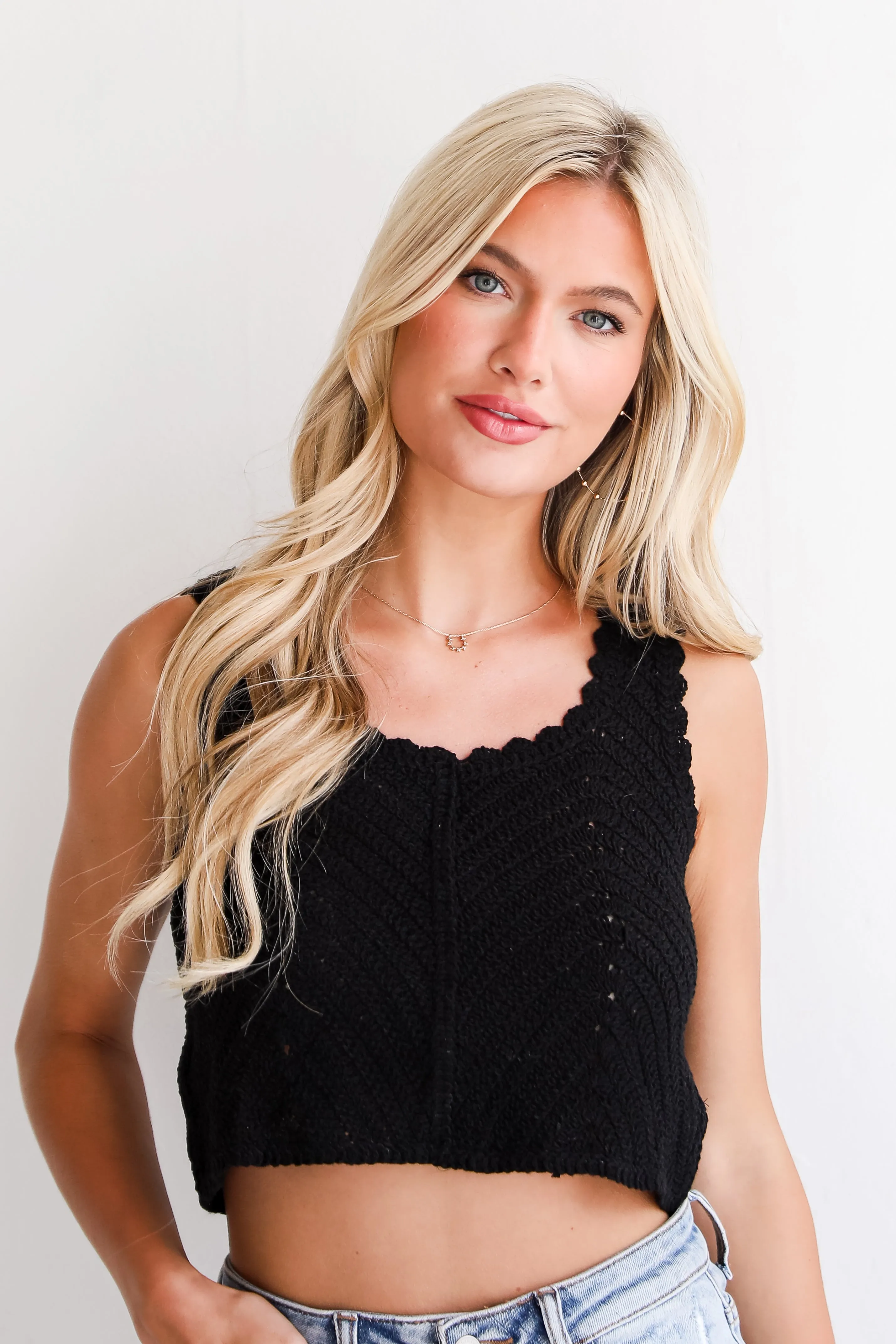 FINAL SALE - Sunny Radiance Crochet Knit Tank - DU DEAL